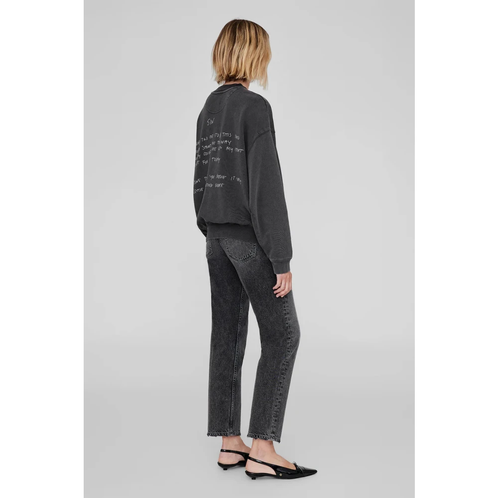 Anine Bing Handgeschreven Liedteksten Sweatshirt Vintage Look Black Dames