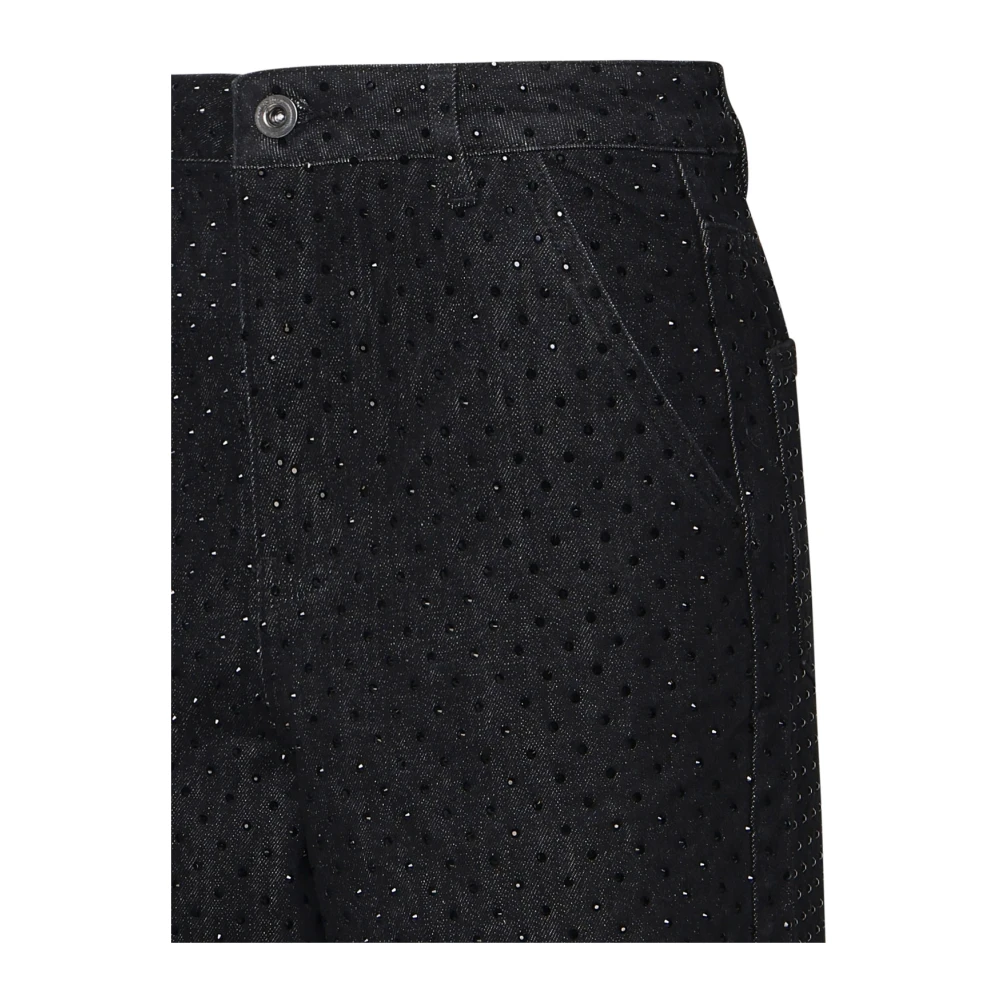 Self Portrait Zwarte Palazzo Stijl Rhinestone Jeans Black Dames