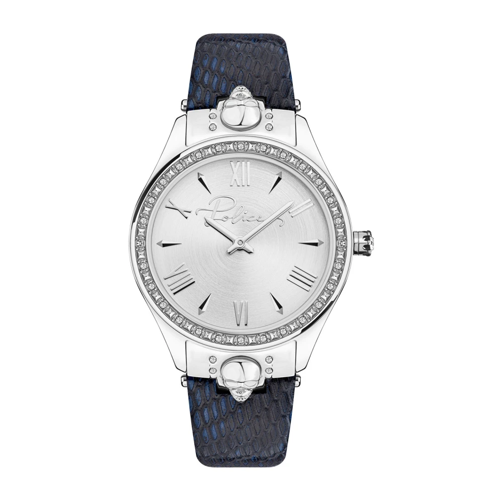 Police Women's Blue Watches, One Size, Pahia Leather Analog Watch