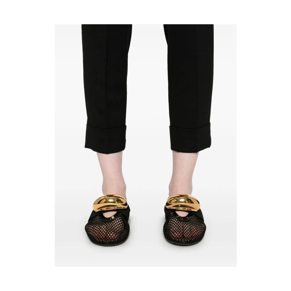 PESERICO Zwarte wollen cropped broek Black Dames