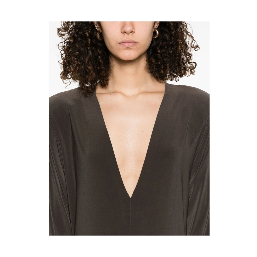 Norma Kamali Koffiebruine Gesp Sluiting Jumpsuit Brown Dames