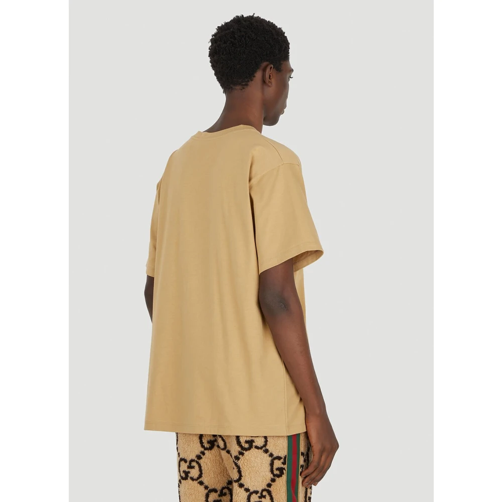Gucci T-shirt met Mirror Logo-Print Beige Heren