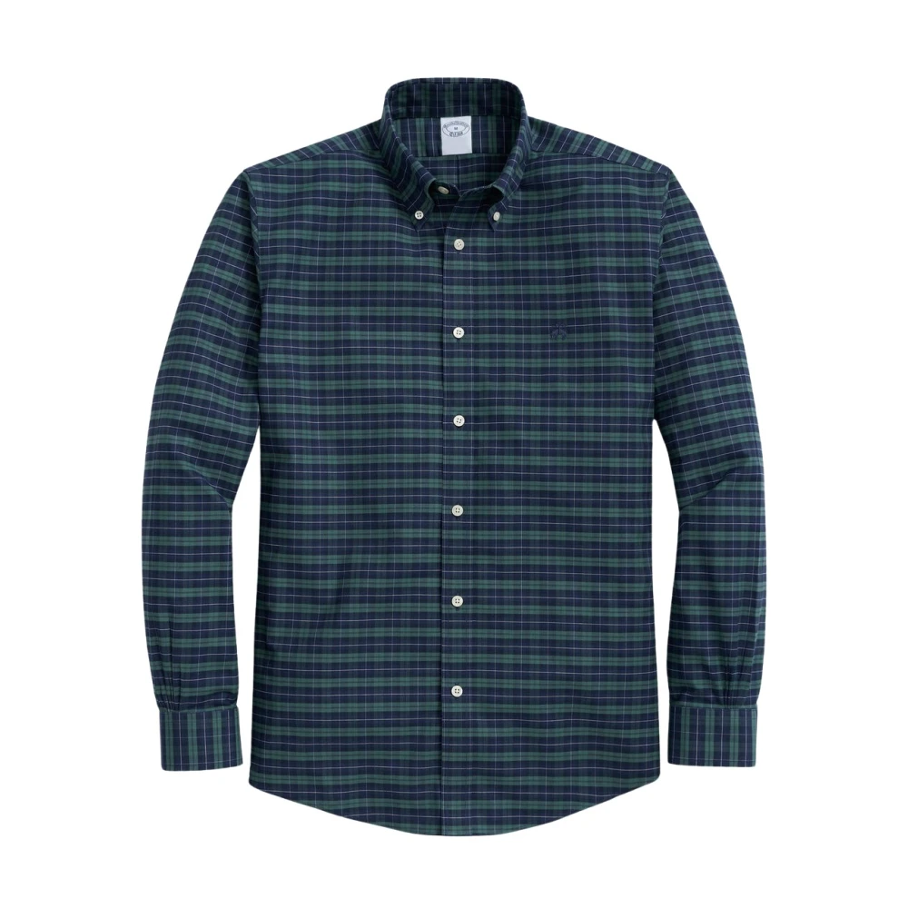 Brooks Brothers Donkergroen Regular Fit Non-Iron Stretch Katoenen Overhemd met Button-Down Kraag Green Heren