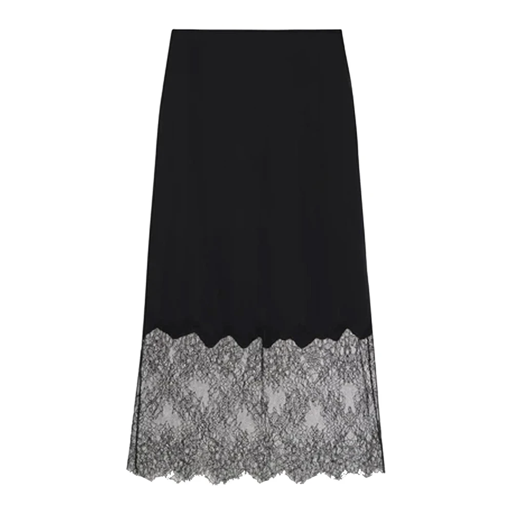 Anine Bing Zijden rok met kant Black Dames
