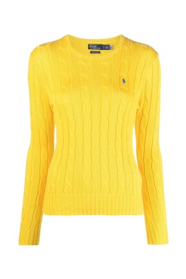 yellow-cable-knit-jumper-with-pony