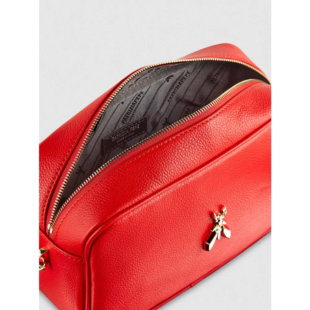 PATRIZIA PEPE Rode leren schoudertas met vliegdetail Red Dames