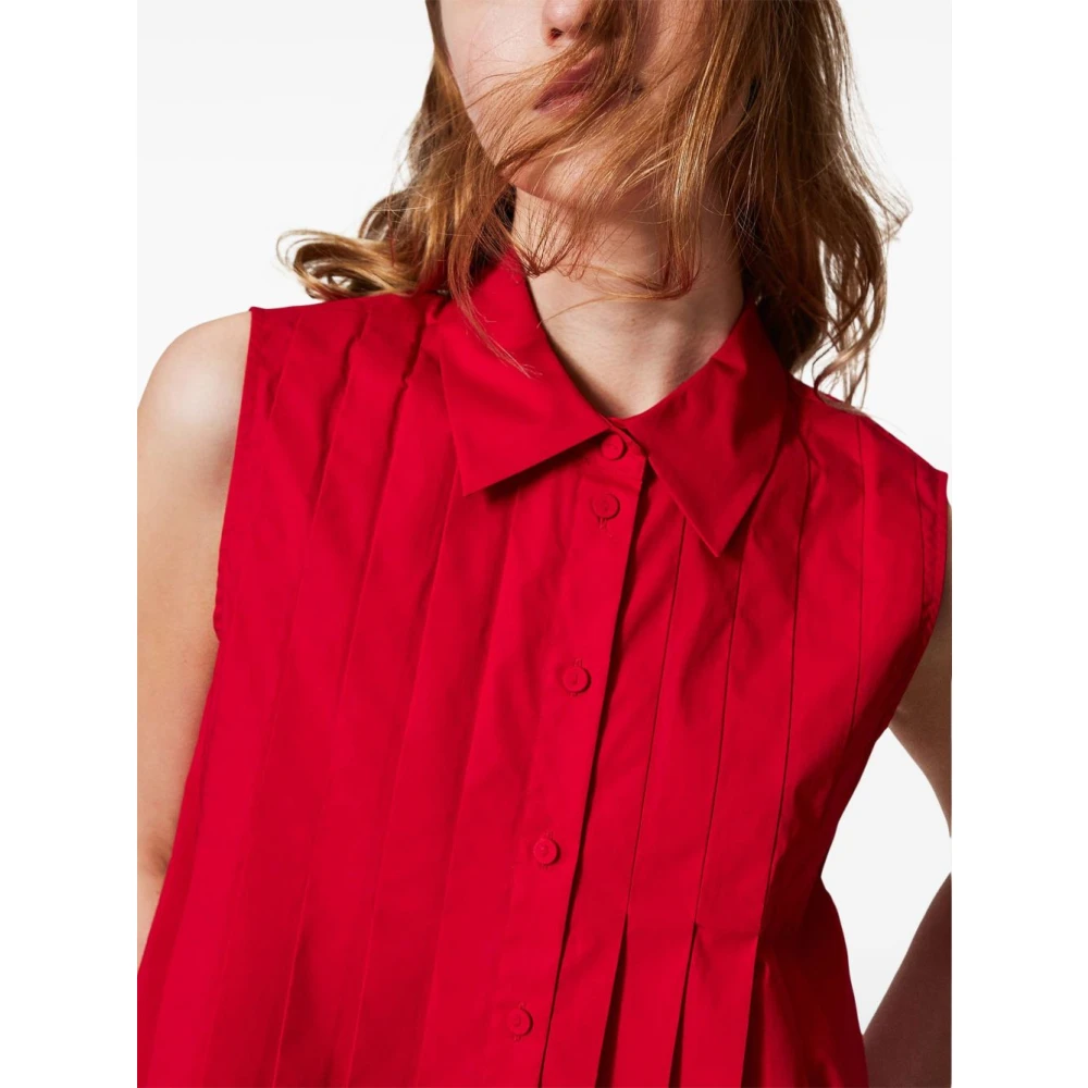 Twinset Rode Mouwloze Klassieke Kraag Shirt Red Dames
