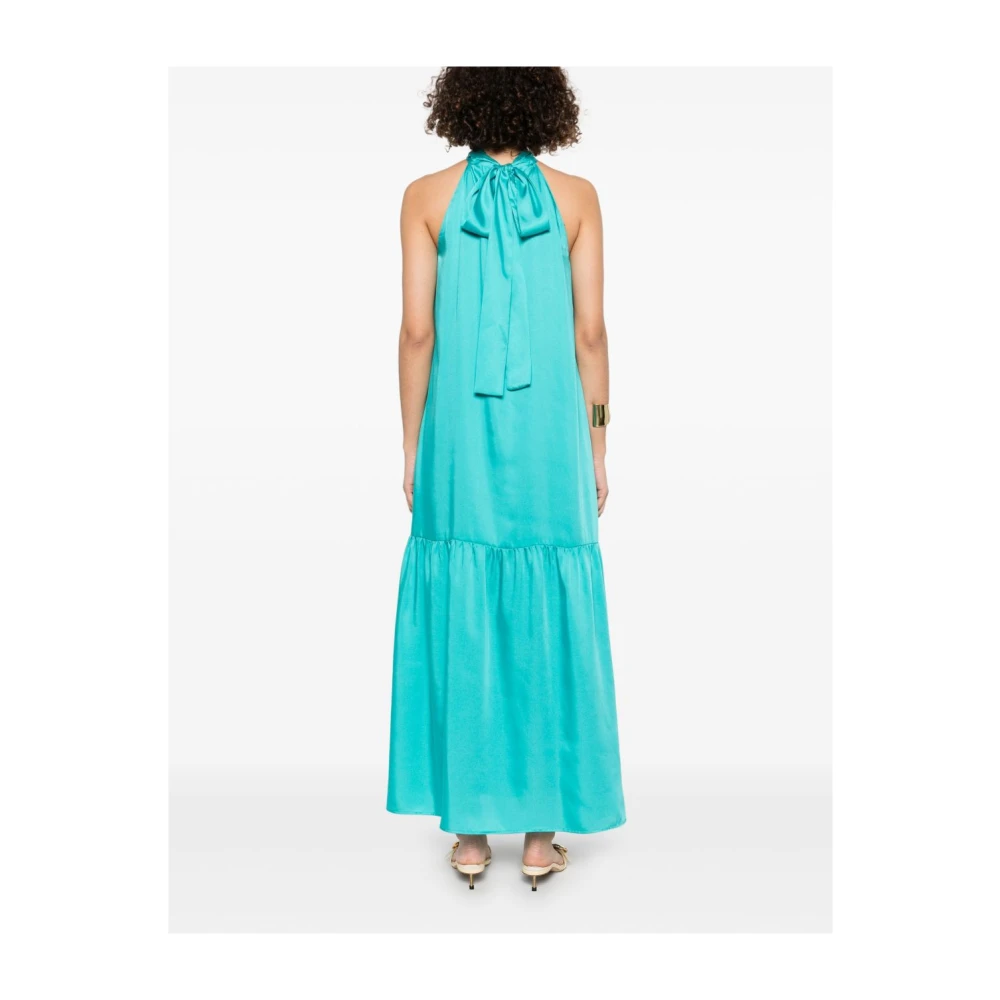 Liu Jo Turquoise Uitlopende Lange Jurk Blue Dames