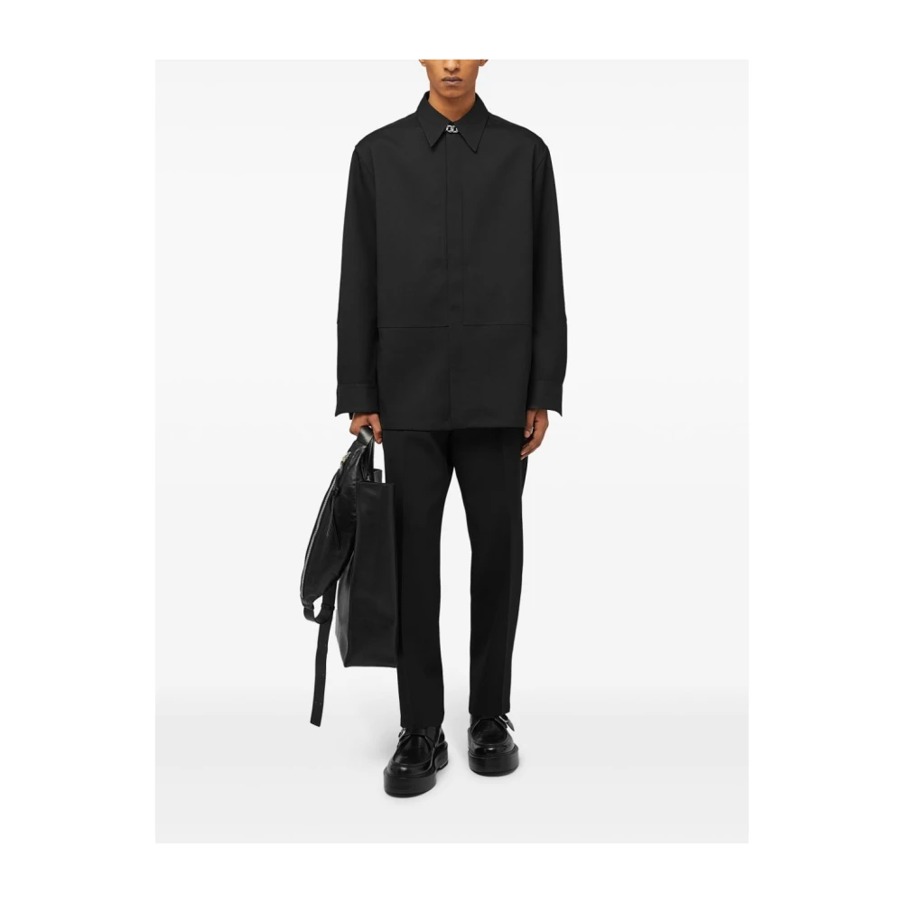 Jil Sander Zwarte Wol Cropped Broek Black Heren