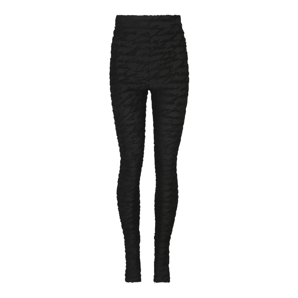 Balmain Jacquard gebreide leggings met 'Liefdesbrief' motief Black Dames