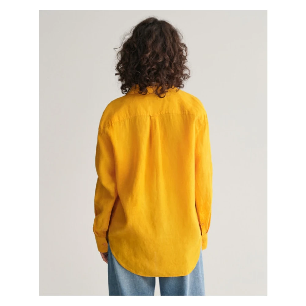 Gant Oversized Linnen Shirt Yellow Dames