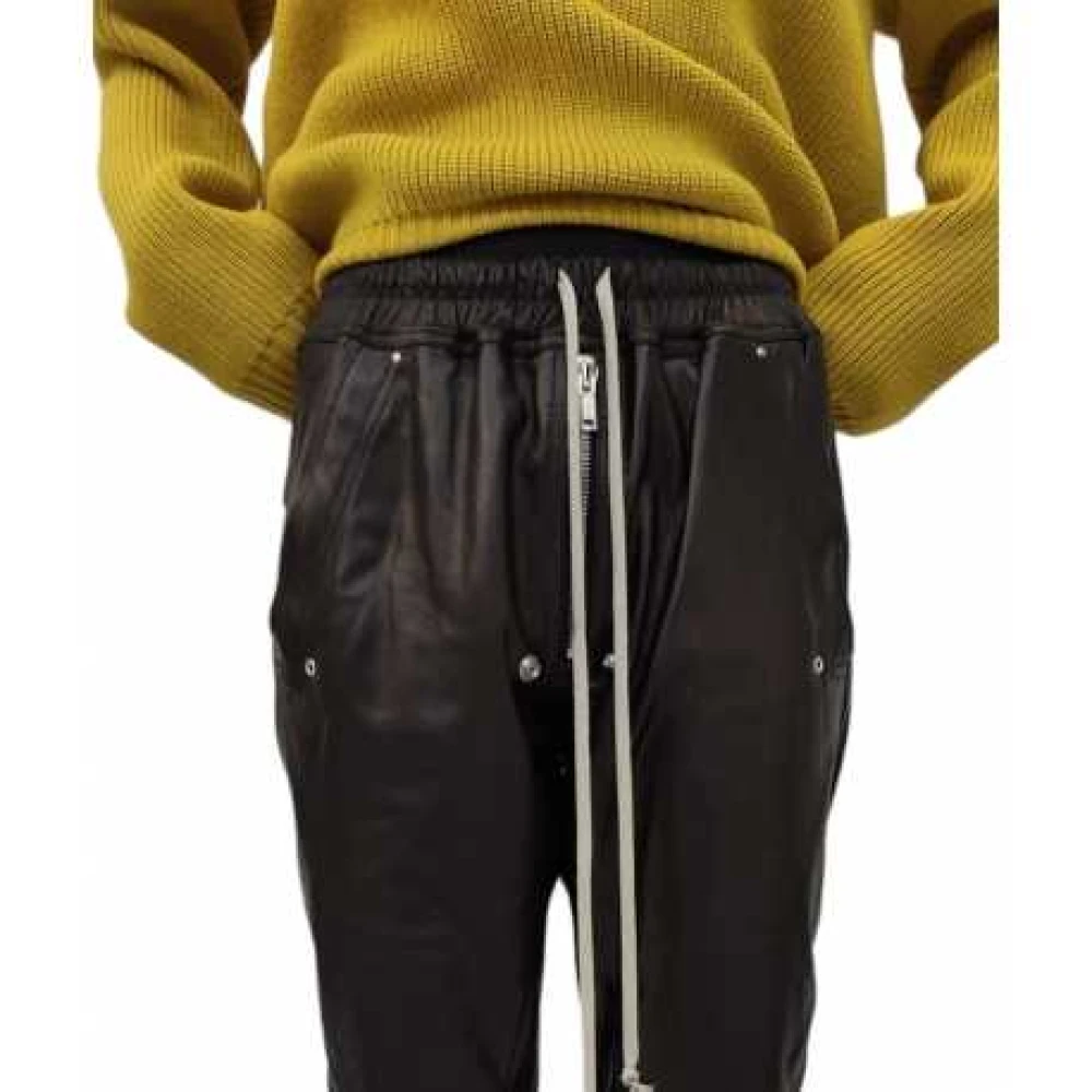 Rick Owens Bela Jogger Zwarte Leren Biker Broek Black Dames