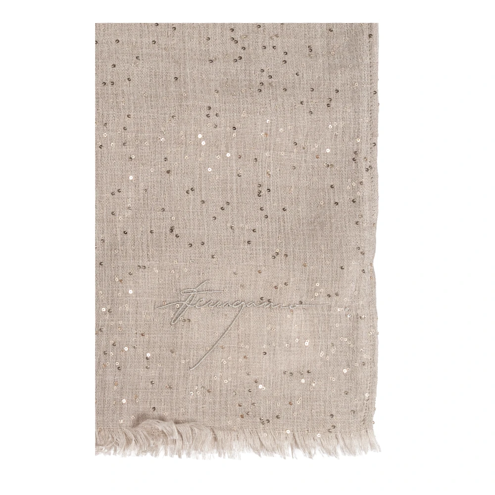 Salvatore Ferragamo Sjaal met glinsterende pailletten Beige Dames