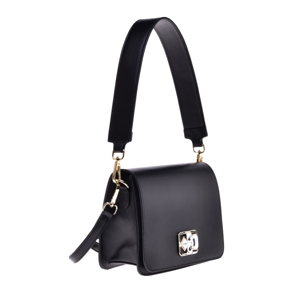 Baldinini Black leather shoulder bag Black Dames