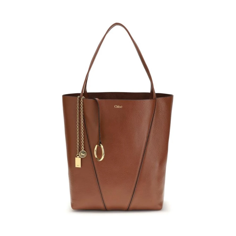 Chloé Donna Marrone Borsa Tote Spin In Pelle Granata - Immagine 4