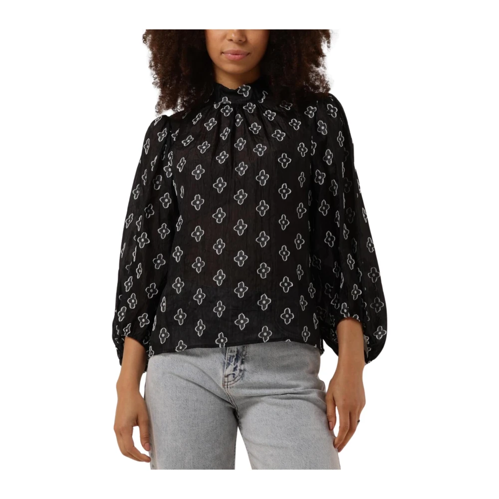 Minus Zwarte Ronde Hals Blouse Black Dames