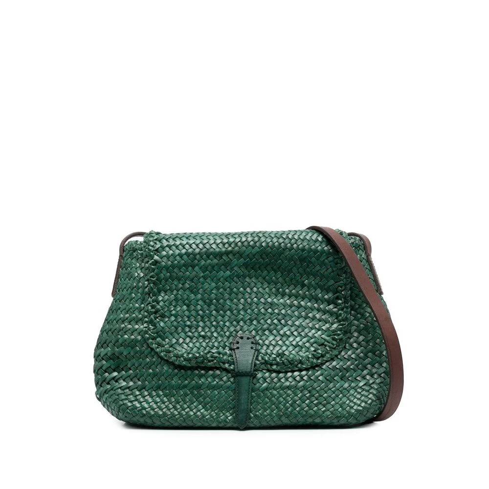 Dragon Diffusion Bosgroene Geweven Leren Satchel Tas Green Dames