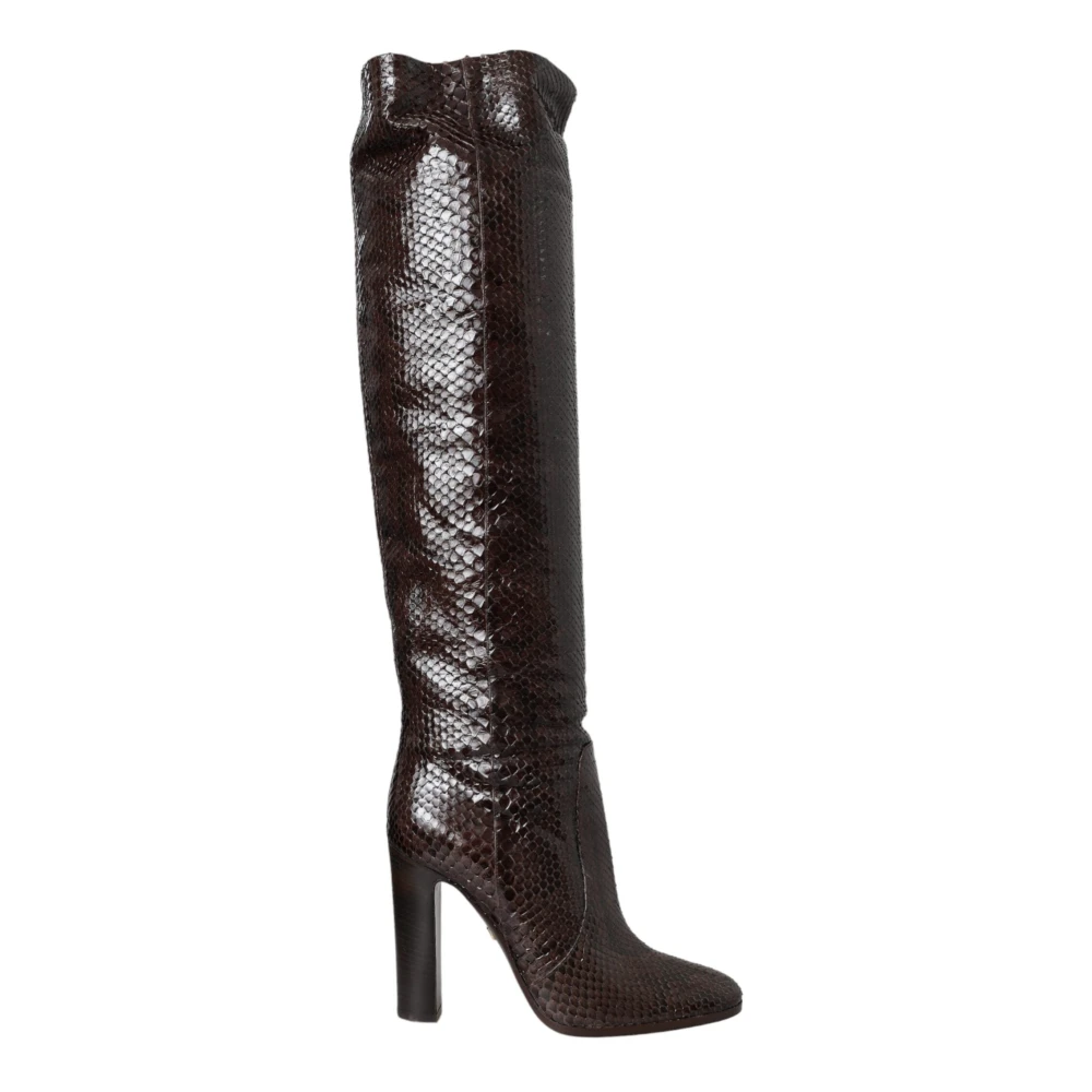 Dolce & Gabbana Women's Brown Exotic Leather High Heel Boots - High Boots - 6 Uk - Shoes