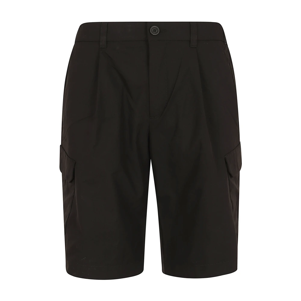 Herno Svart Pleated Cargo Shorts