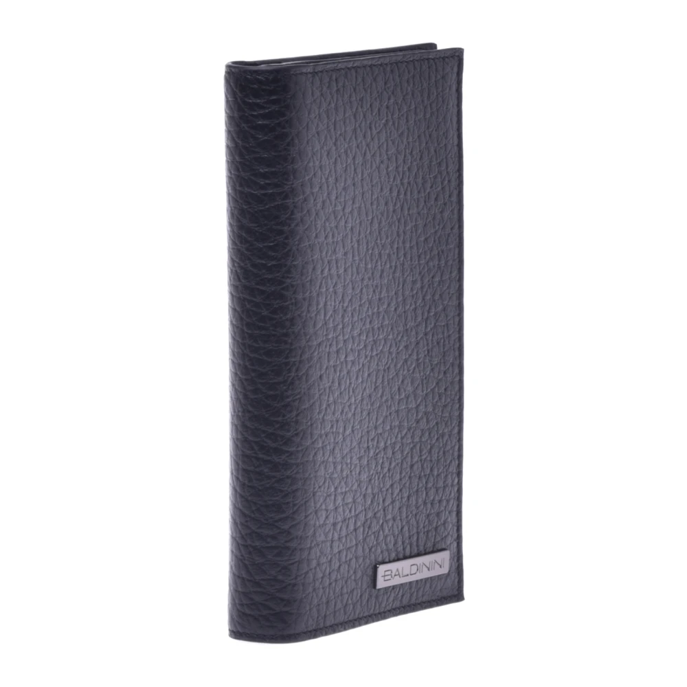 Baldinini Document holder in black tumbled leather Black Heren