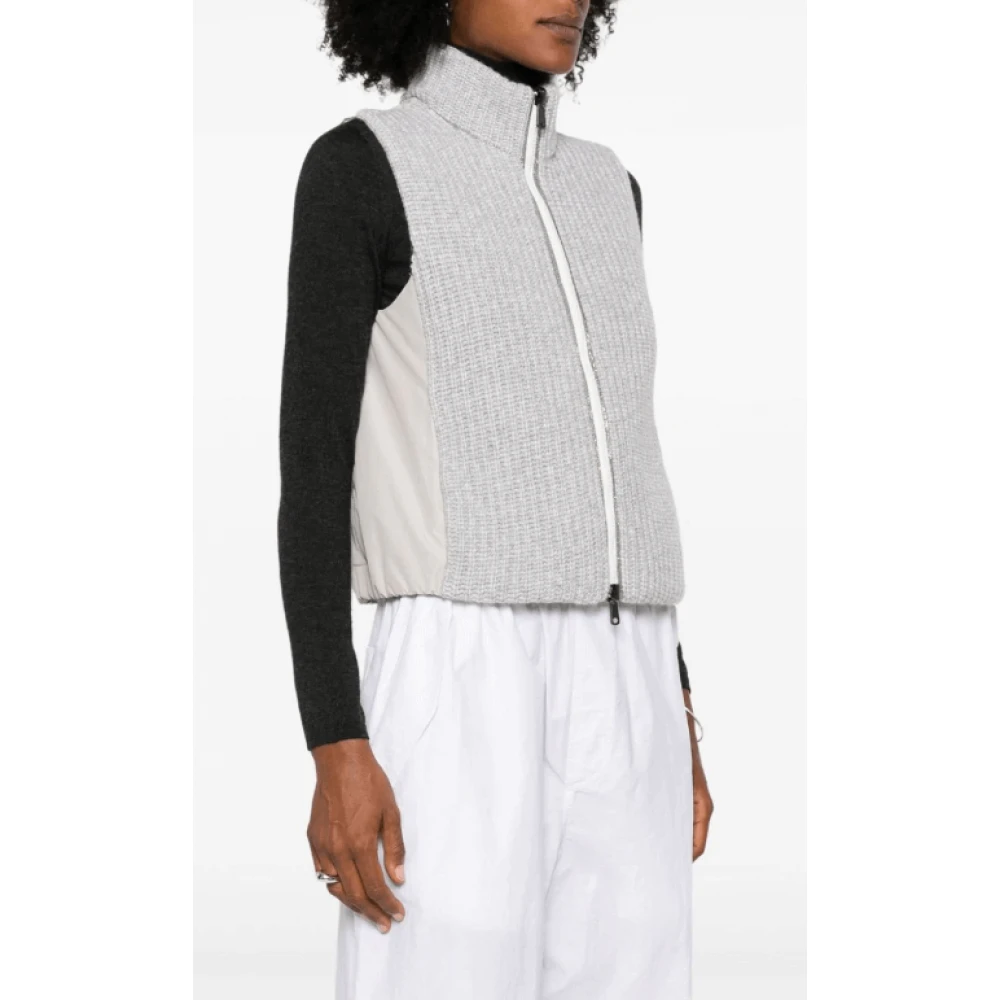 BRUNELLO CUCINELLI Omkeerbaar Gewatteerd Gilet Wit-Grijs White Dames