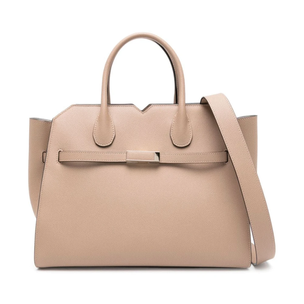 Valextra Milano Leren Media Tas Beige Dames
