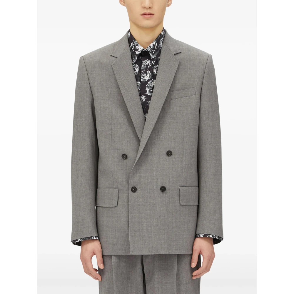 Msgm Grijze Double-Breasted Jassen Gray Heren