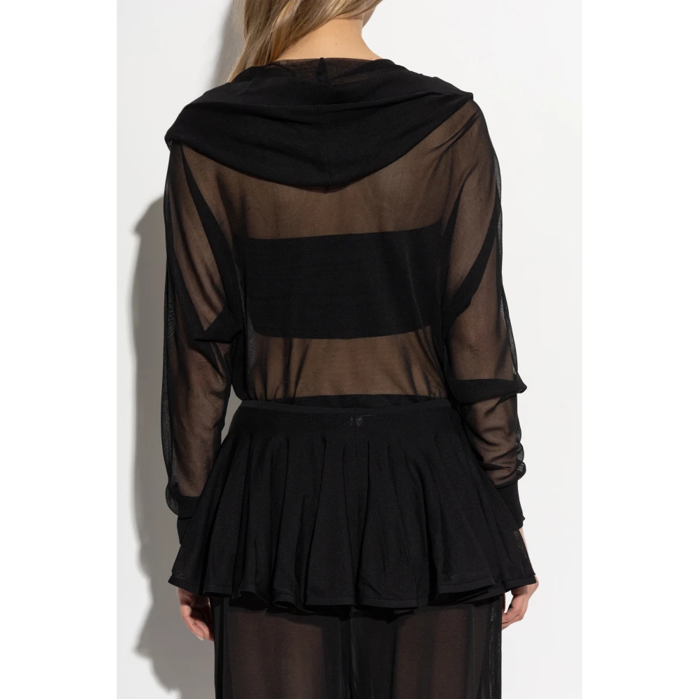 Alaïa Transparant Bodysuit met Capuchon Black Dames