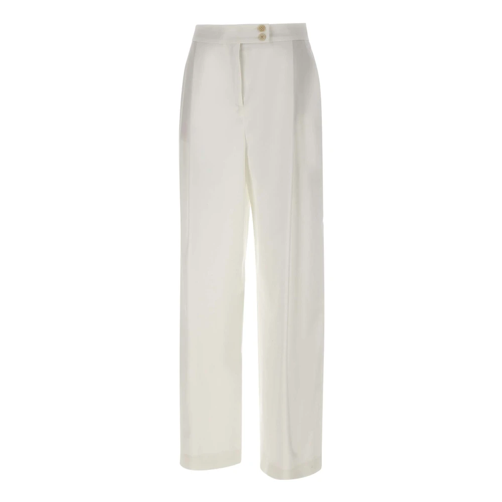 Eleventy Women's White Straight Trousers, M, Tailored Palazzo Trousers