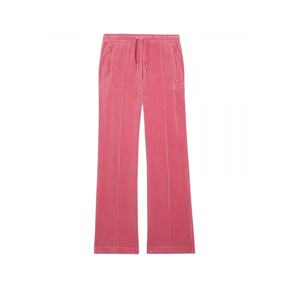 Juicy Couture Fluwelen Track Pants met Strass Logo Pink Dames