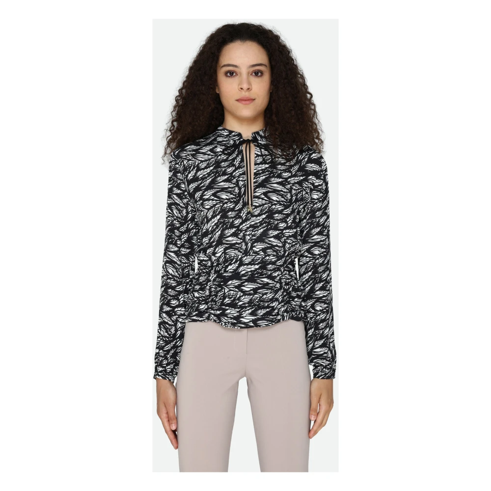 PATRIZIA PEPE Zwart en wit patroon slim fit blouse Multicolor Dames