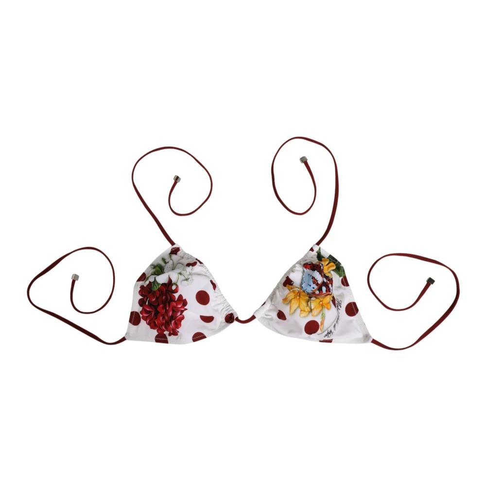Dolce & Gabbana White Red Polka Dot Floral Print Triangle - IT4 | L - Image 2
