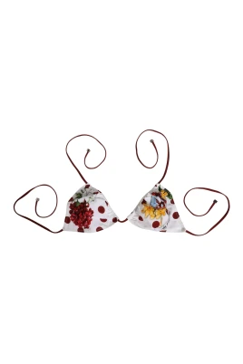 Röd prickig blommig triangel bikini