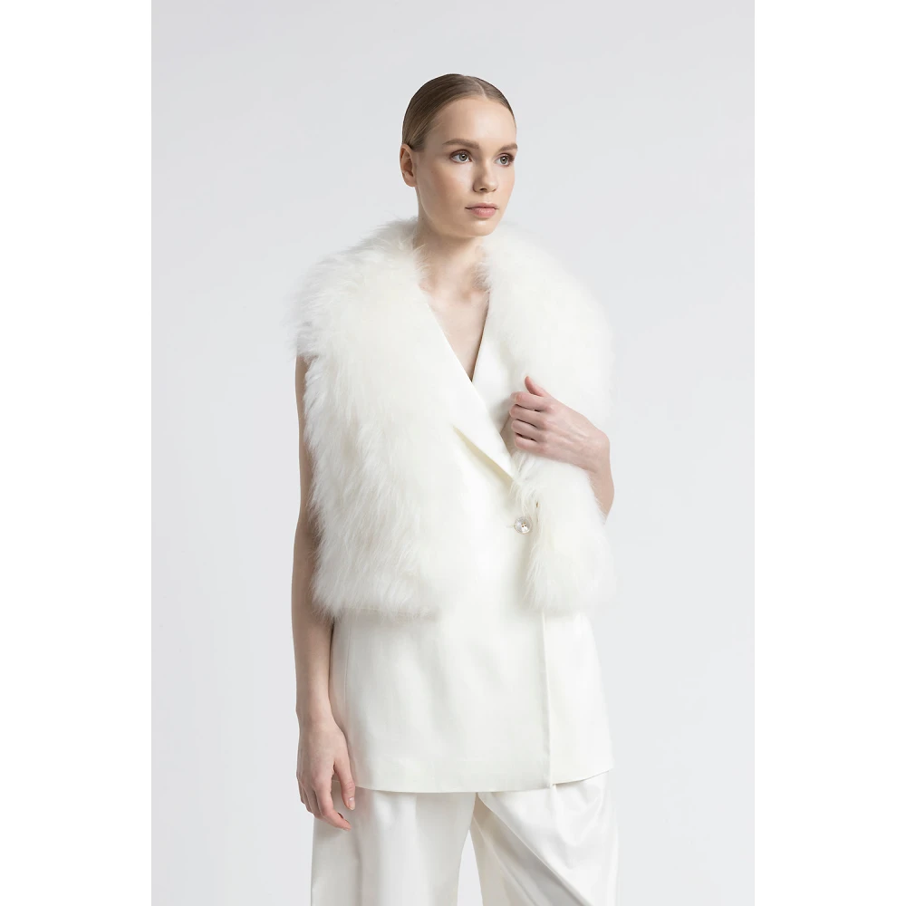 PESERICO Echte kasjmiergeitenbontkraag White Dames