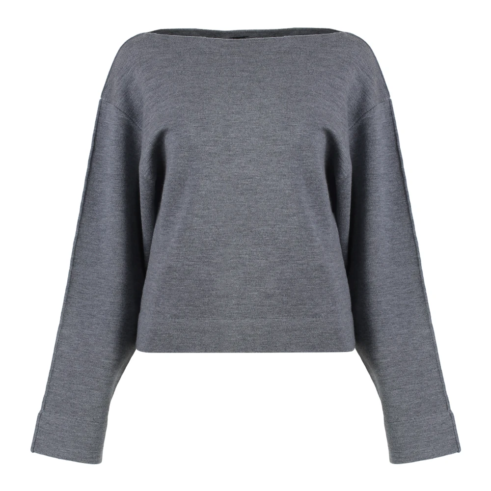 pinko Boot Hals Wolmix Trui Gray Dames