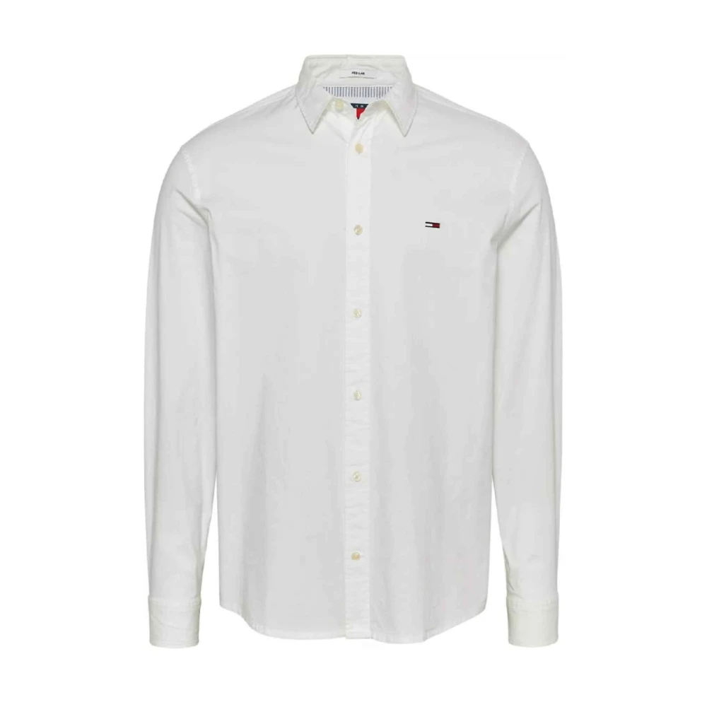 Tommy Jeans Stretch katoenen overhemd Wit White Heren