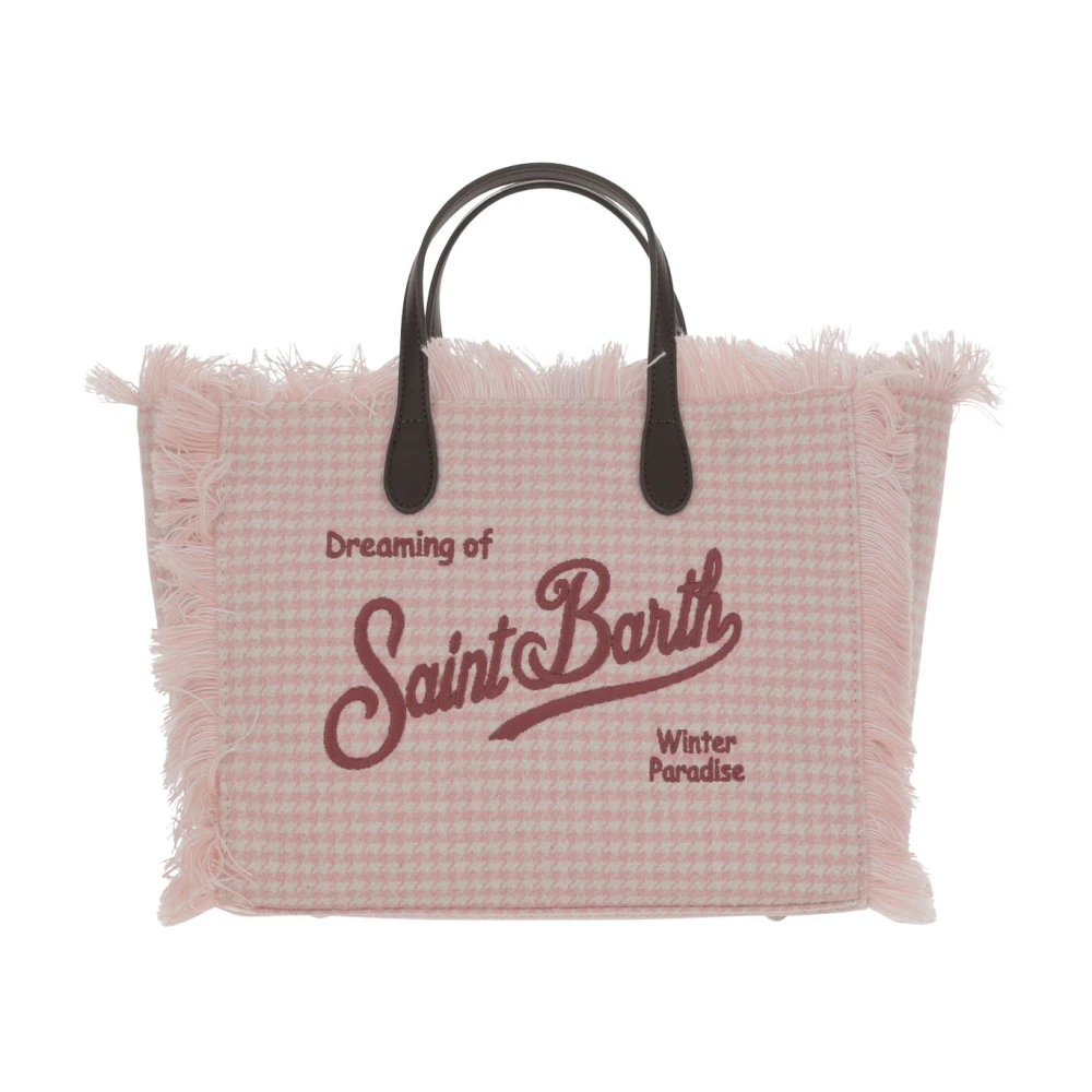 MC2 Saint Barth Fringed Houndstooth Schoudertas Pink Dames
