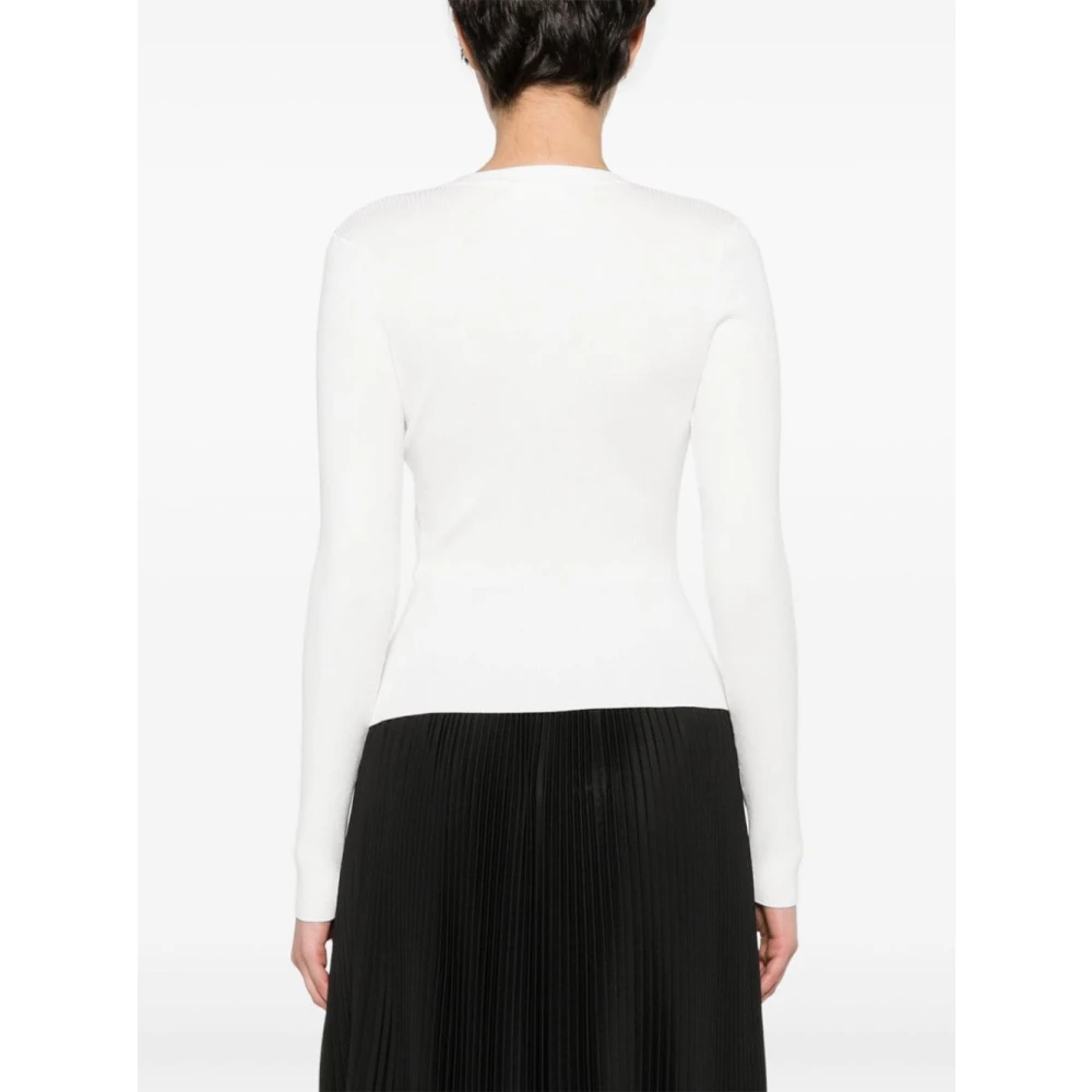 Elisabetta Franchi Witte V-hals trui met ketting White Dames