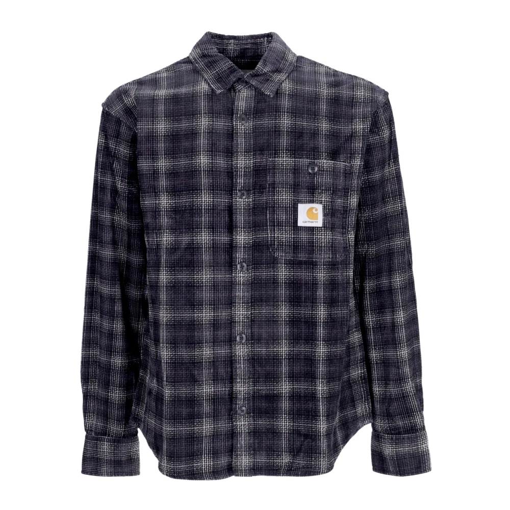 Carhartt Wip Men's Blue Checkered Velvet Long Sleeve Shirt - Casual Shirts - M - Shirts