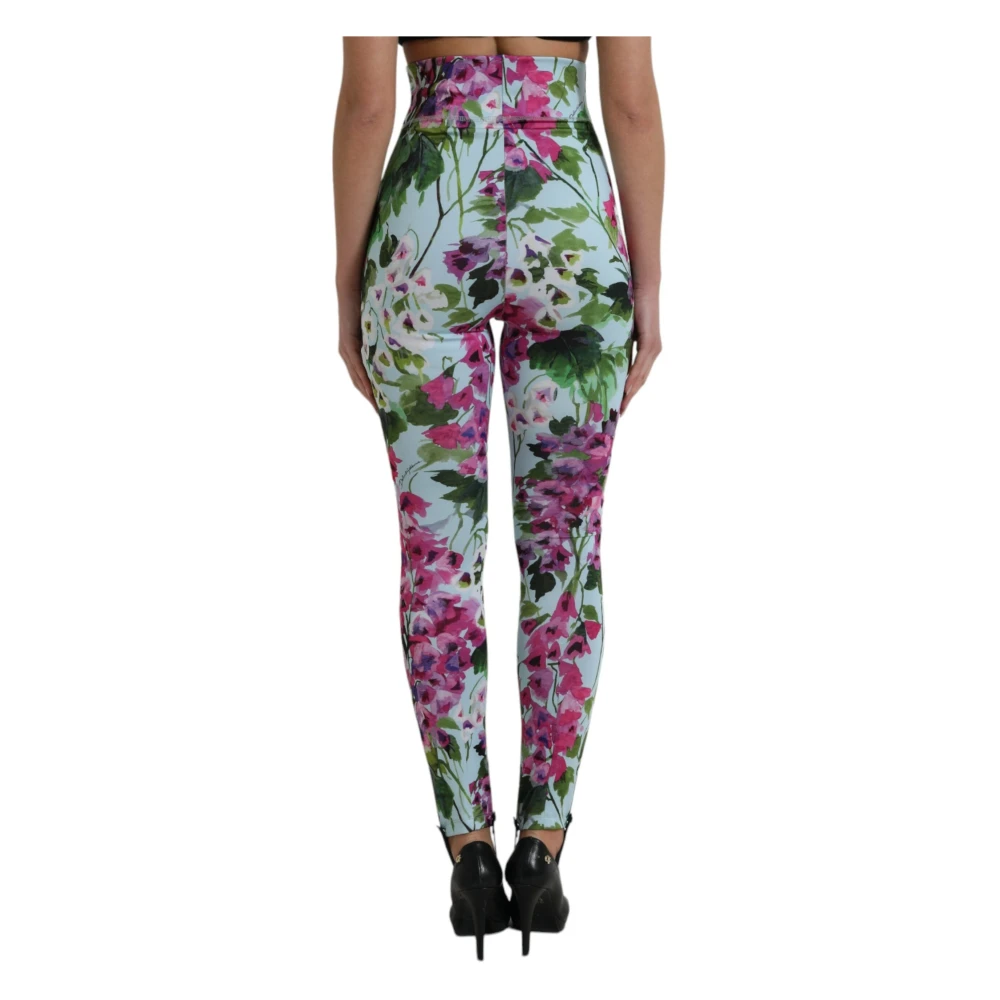 Dolce & Gabbana Bloemrijke Leggings met hoge taille Multicolor Dames