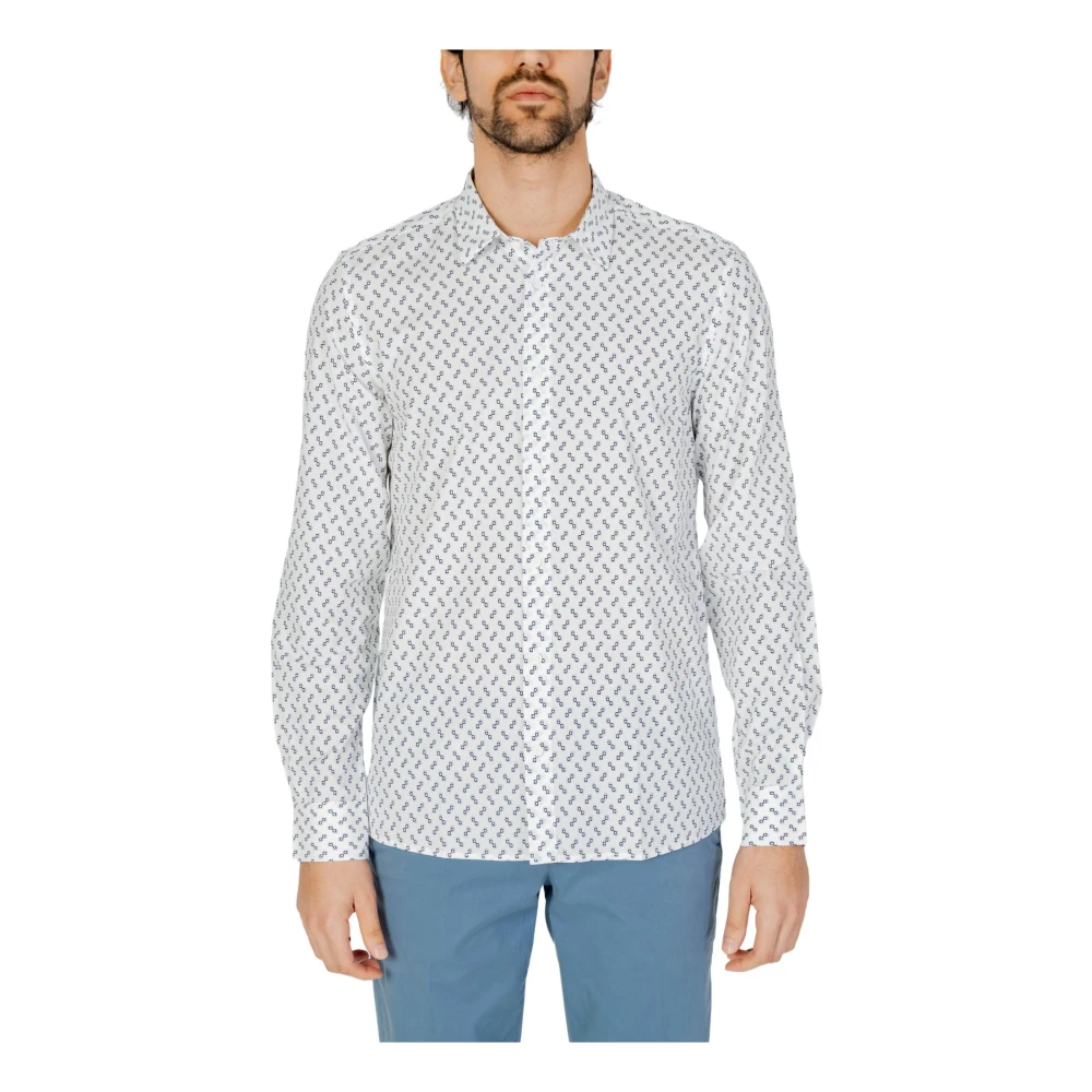 Antony Morato Men's White Casual Shirts, 3XL, Geometric Buttoned Shirt