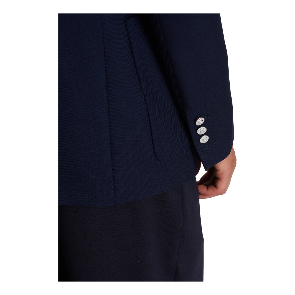 Balmain 6-knoops twill jas Blue Heren