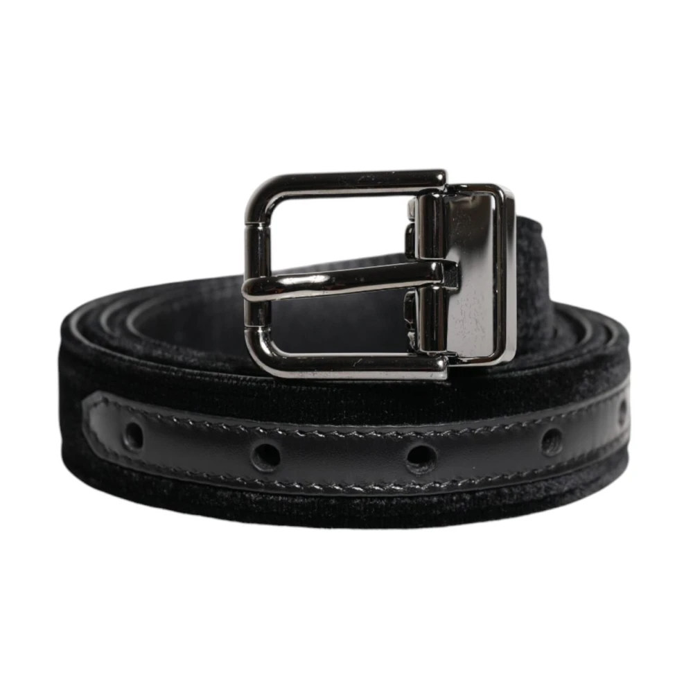 Dolce & Gabbana Men's Black Leather Belt With Metal Buckle