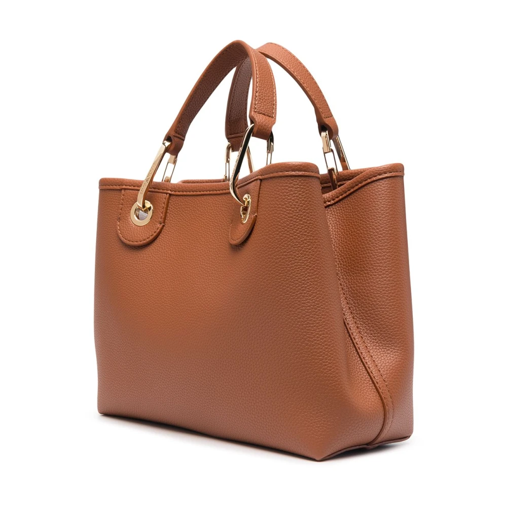 Emporio Armani Bruin Leren Logo Tote Tas Brown Dames
