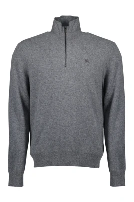 Grå Zip-Up tröja med hög krage
