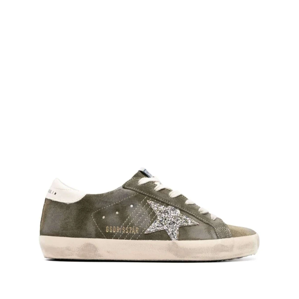 Golden Goose Khaki Suede Super-Star Sneakers Green, Dam