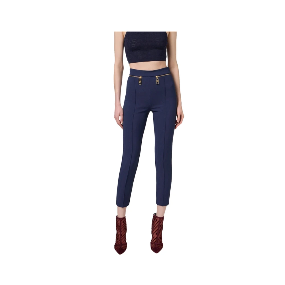 Elisabetta Franchi Blauwe Slim Fit Broek Blue Dames
