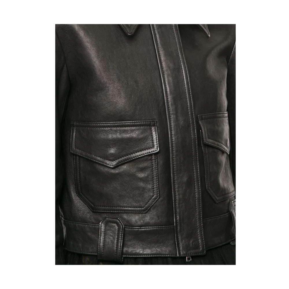 Khaite Zwarte lamsskin Cordelia leren jas Black Dames