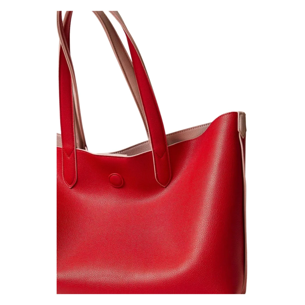 Twinset Omkeerbare leren shopper tas met bedel Pink Dames