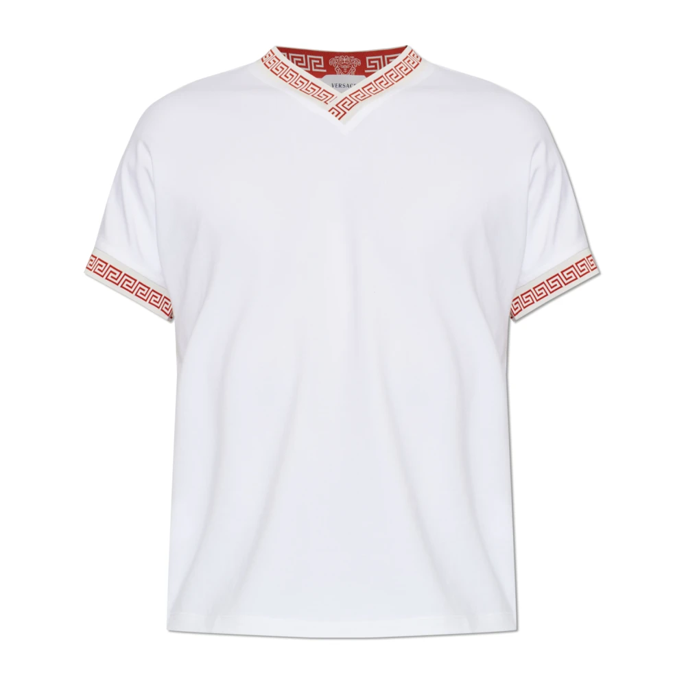 Versace Homme Blanc - T-Shirt À Col En V - Tops - Taille: S